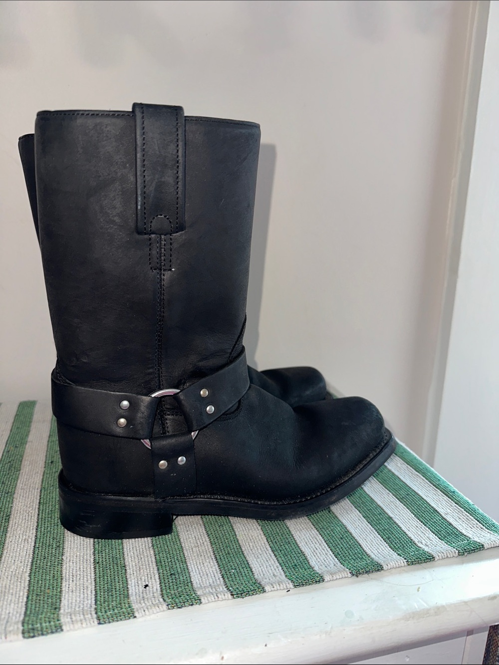 Old West Black Kids Harness Boots